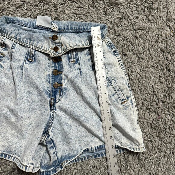 90s Retro  Vintage Acid Wash Fold Over Button Up High Rise Jorts Limited Express - Picture 4 of 7
